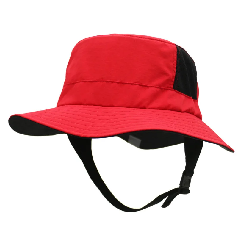 Beach Surf Cap Mesh Breathable Sun Hat UPF50+ Summer Outdoor Fishing Belt Chin Adjustable Bucket Hat Water Sport Unisex