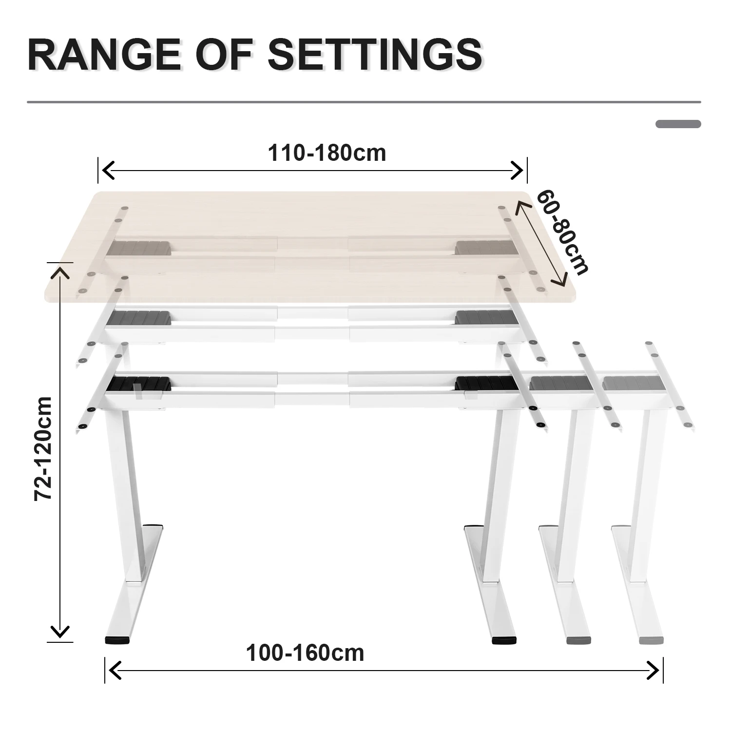 Flamaker new white electric dual motor lift table stand