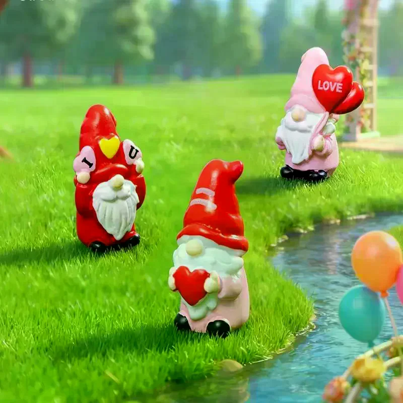 4pcs Mini Love Dwarf Figurine Miniature Resin Mushroom Gnome Doll Garden Landscape Craft DIY Ornaments Desktop Decoration Gifts