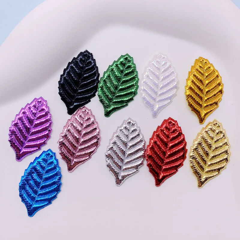 100 sztuk 2.8x1.7CM wielokolorowe aplikacje w kształcie liści dla majsterkowiczów akcesoria do spinek do włosów odzież nakrycia głowy torba dekoracyjna naszywki