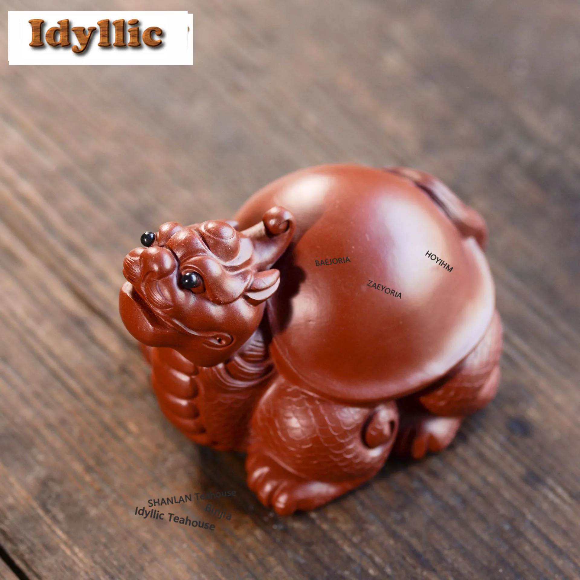 HOYIHM Yixing Zisha Wealth Dragon Turtle Tea Pet Elegant Exquisite Miniatures Tea Figurine Play Toys Tea Statue Ornaments Gifts