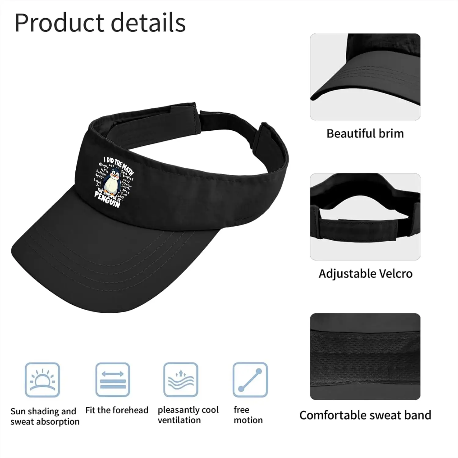 صنع في الولايات المتحدة، لقد فعلت الرياضيات، الإجابة هي قبعة Penguin Hat Golf Visor للبالغين