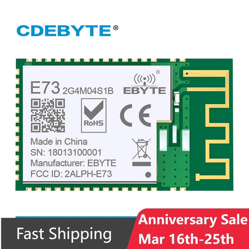nRF52832/nRF52810/nRF51822/nRF52811 2.4GHz BLE 4.2/5.0 IO Port 4dBm SMD PCB Antenna CDEBYTE E73-2G4M04S1 Series Module