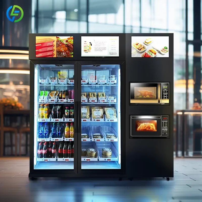 FL Burger Sandwich Lunch Pizza Vending Machine Card Reader Smart Fridge Vending Machine With Microwave for Heating Customized