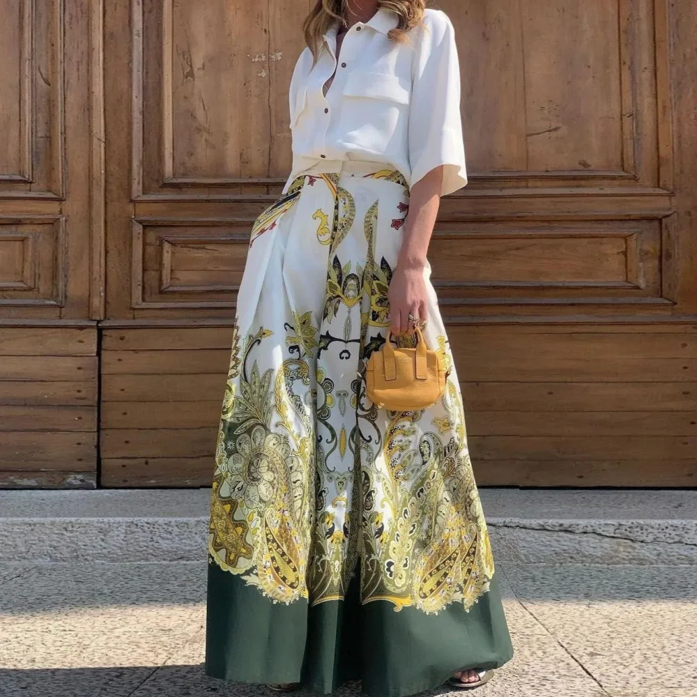 

Two Piece Set Africa Clothes African New Dashiki Fashion Flower Print Suit Top And Trousers Pants Party For Women Outfits