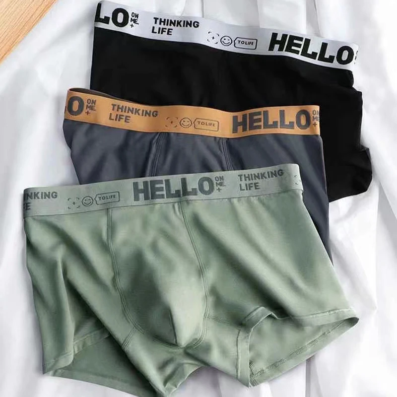 

1pcs Men Underwear Multi Color Comfortable Milk Fiber Men Antibacterial Underwear Simplicity Breathable Flat Angle Boxer Shorts