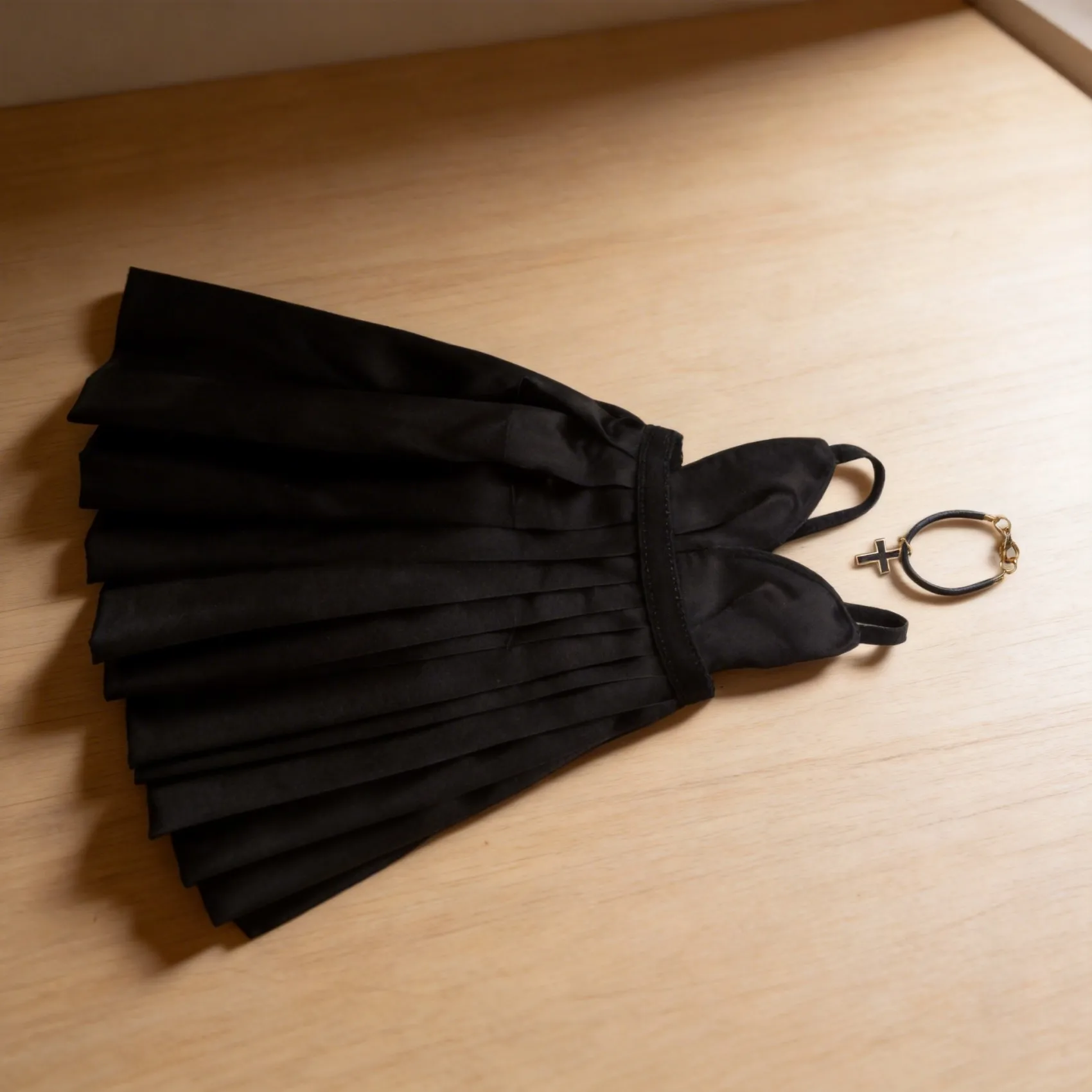 

Elegant Gothic Style 1/3 BJD Dress Set for 60cm Doll Black Satin Slip Dress with Cross Choker Necklace