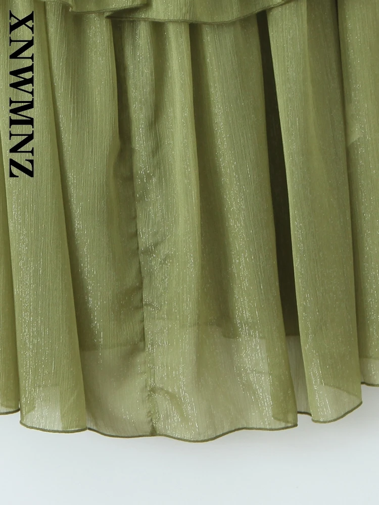 XNWMNZ 2025, Sommer-Dame, sexy Club-Schulter, breiter Schultergurt, Midi-Kleider, schick, Party, Frau, grün, ärmellos, einfach, rückenfrei