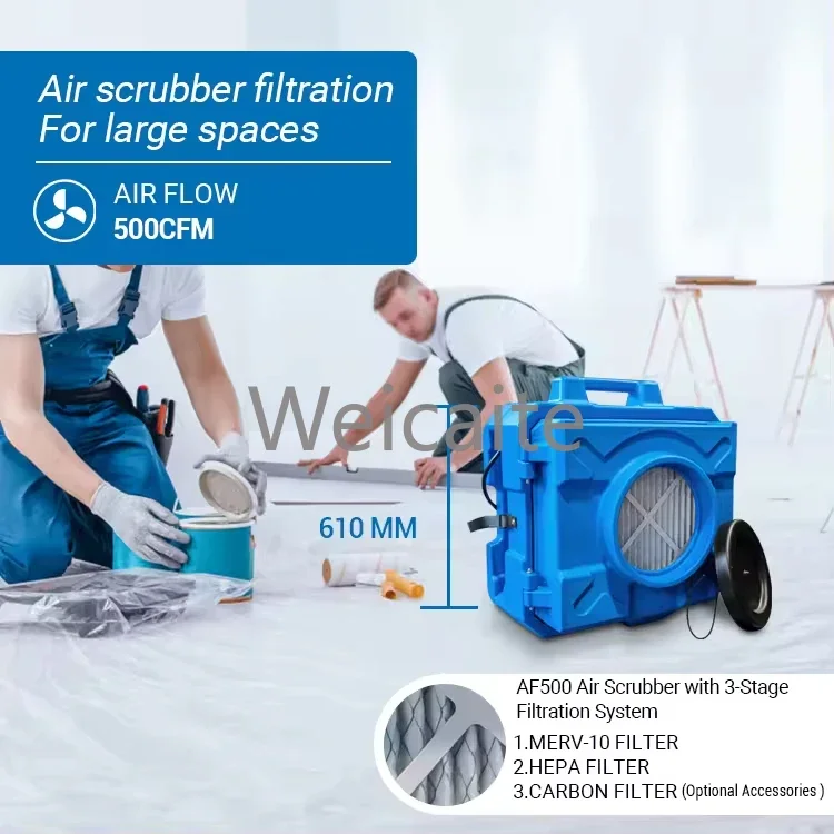 Commercial 500CFM 3 Stage Water Damage Restoration Hepa negative Air Scrubber