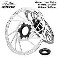 IIIPRO-Rotor de freno de bicicleta con bloqueo central, 140mm/160mm/180mm/203mm, Rotor de freno de disco de bicicleta de carretera con anillo de bloqueo, pastillas de freno de bicicleta