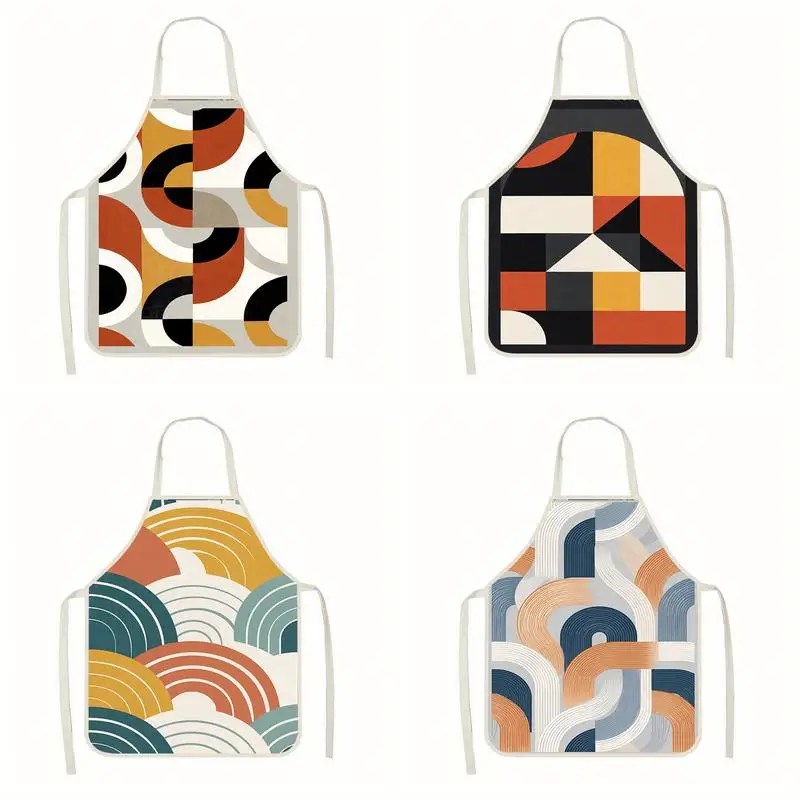 

Фартуки с геометрическим узором, льняные фартуки, подходящие для приготовления пищи на кухне, общения родителей и детей, рисования и других мероприятий.