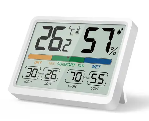 LCD 디지털 온도 습도 계량기, 습도계, 가정용 실내 온도계, 사무실용 기상 관측소, 3.4 인치