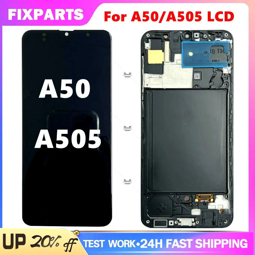 

Test For Samsung Galaxy A50 SM-A505FN/DS A505F/DS A505 LCD Display Touch Screen Digitizer With Frame For Samsung A50 lcd