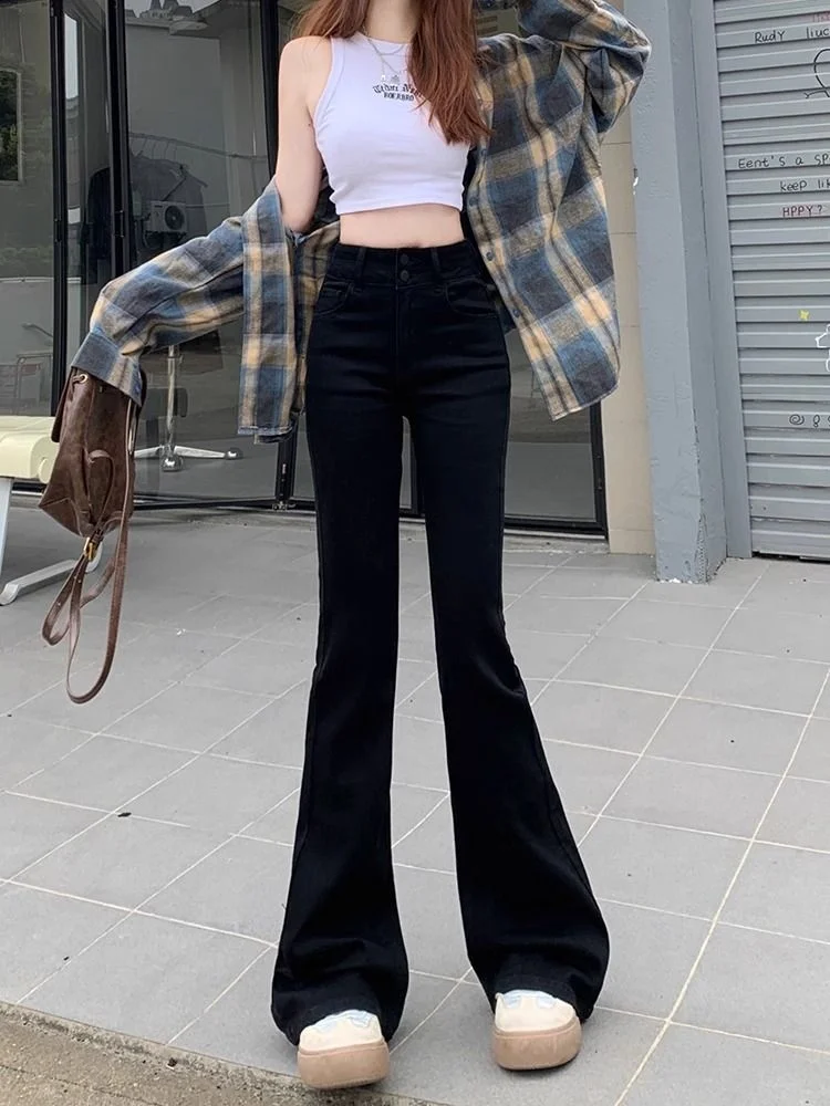 

Джинсы Bootcut женские высокие в форме жемчуга стрейч джинсы уличные прямые ноги груша женские художественные ленты красочные повседневная одежда для отдыха