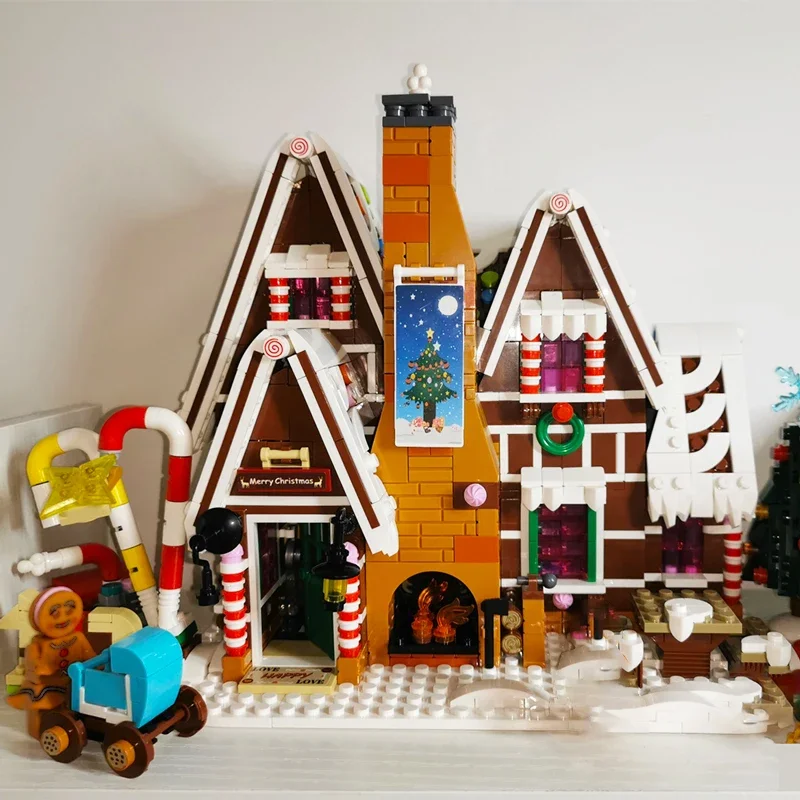 1691pcs Santa Claus Gingerbread House Building Blocks Bricks 10267 Elk Gingerbread Man Village Kids Assembly Toy Christmas Gifts