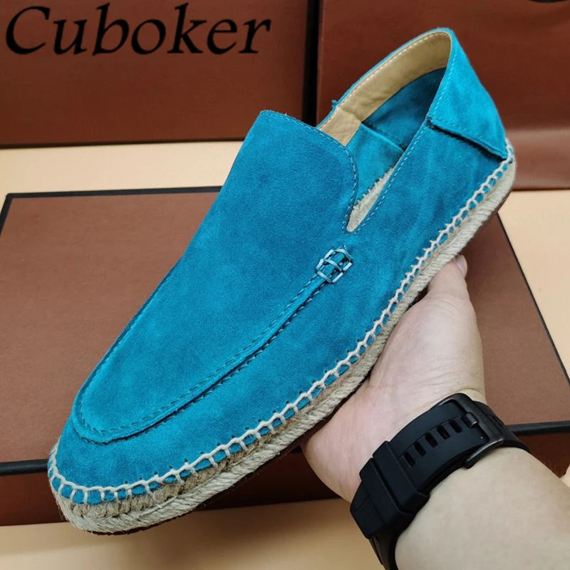 Brand Designer Men Flat Causal Loafers Rattan Weaving Sole Male Slip On Mules Spring Summer Open Walking Comfor Shoes For Men