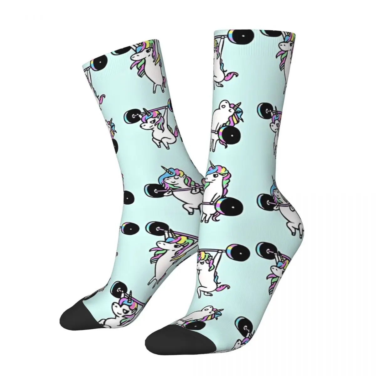 Happy Funny LIFTING Unicorn Men's Socks Retro Harajuku Gym Street Style Novelty Casual Crew Crazy Sock Gift Printed