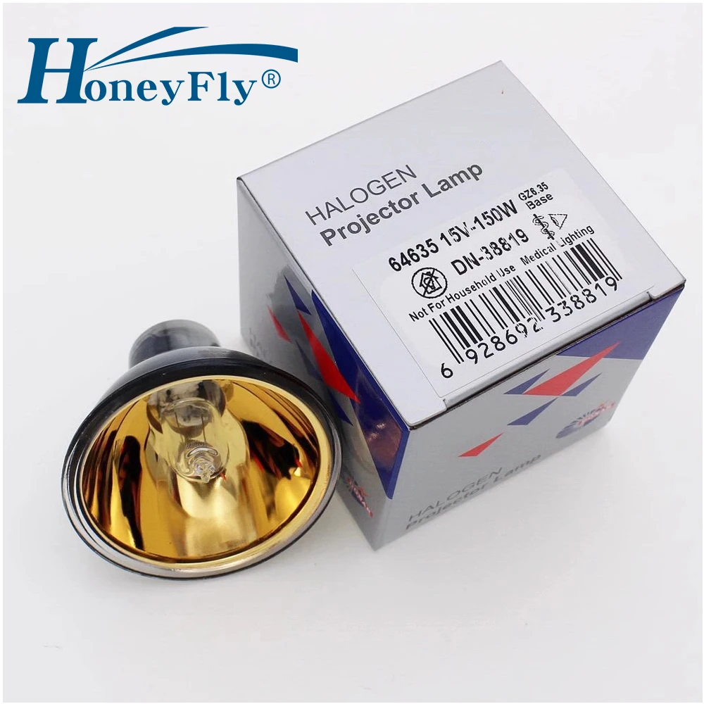 

oneyFly Gold Coated Projector Halogen Bulb GZ6.35 MR16 15V 150W 64635 IR Halogen Lamp for Infrared Rework Heating Station