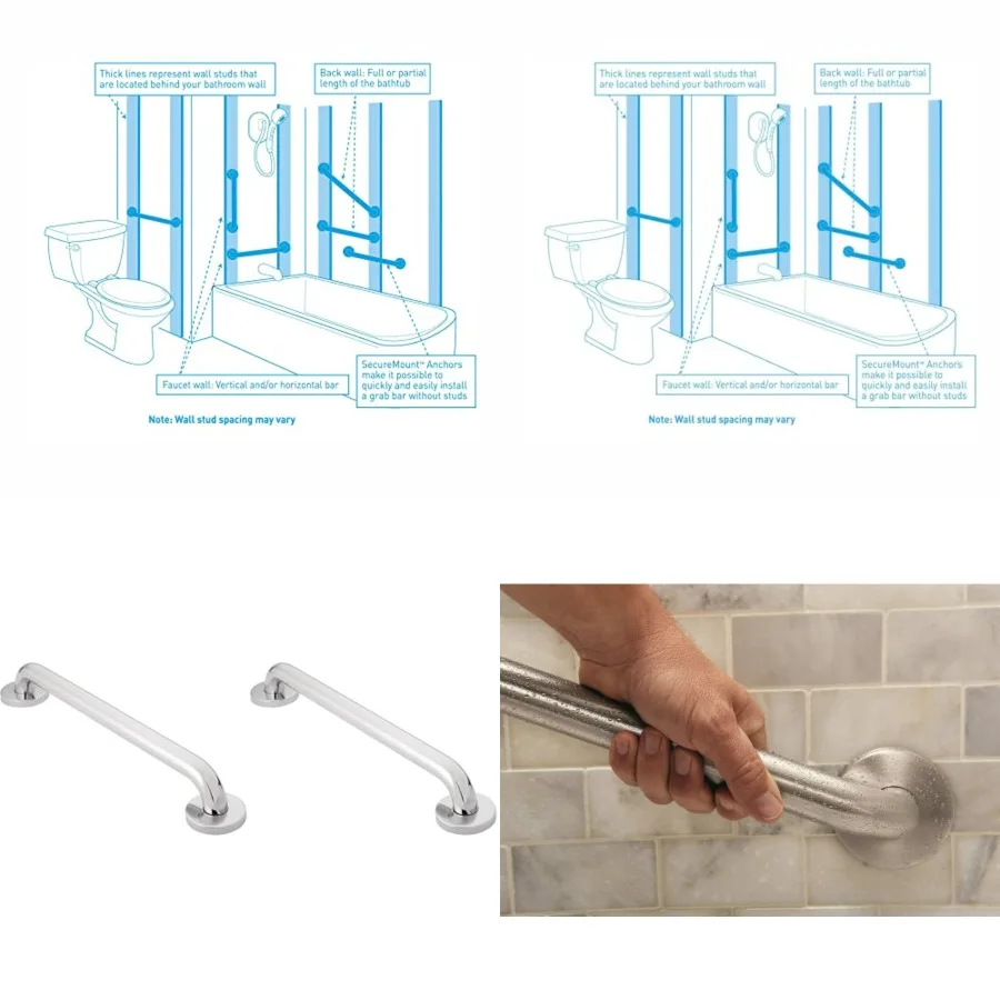 

R87PS Bathroom Safety Grab Bar with Concealed Screws, Staless