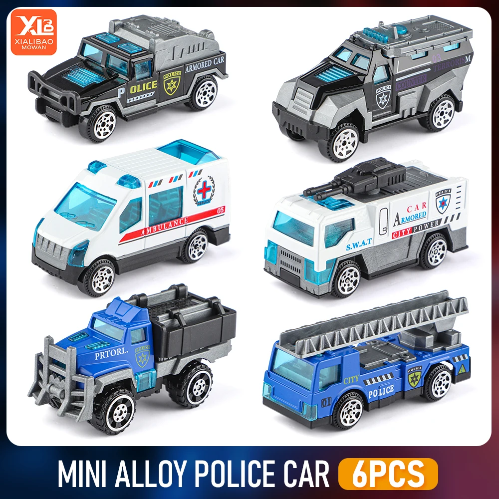 Mini coche de aleación 1:64, ambulancia fundida, modelo de policía, vehículo deportivo, colección de simulación, regalos, juguetes para niños ﻿
