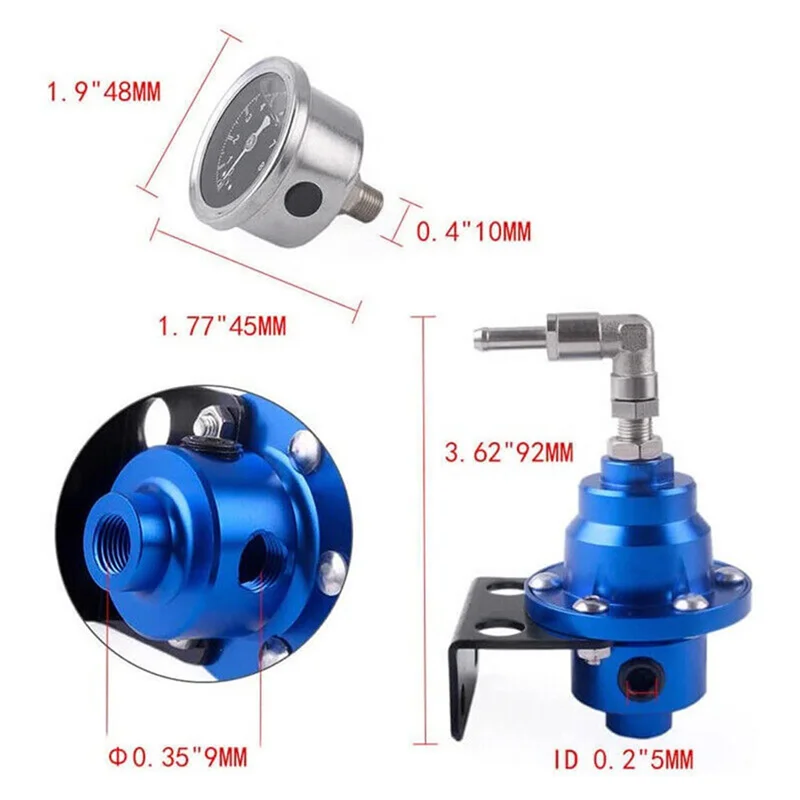 Adjustable Fuel Regulator Fuel Booster Universal Pressure Regulator with Pressure Gauge Car Accessories,Red