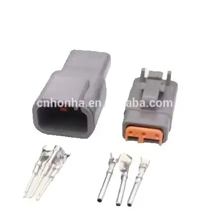 free shipping 3 Pin Deutsch DTM Wire Connector Gray Waterproof Female Male Auto Plug DTM06-3S DTM04-3P