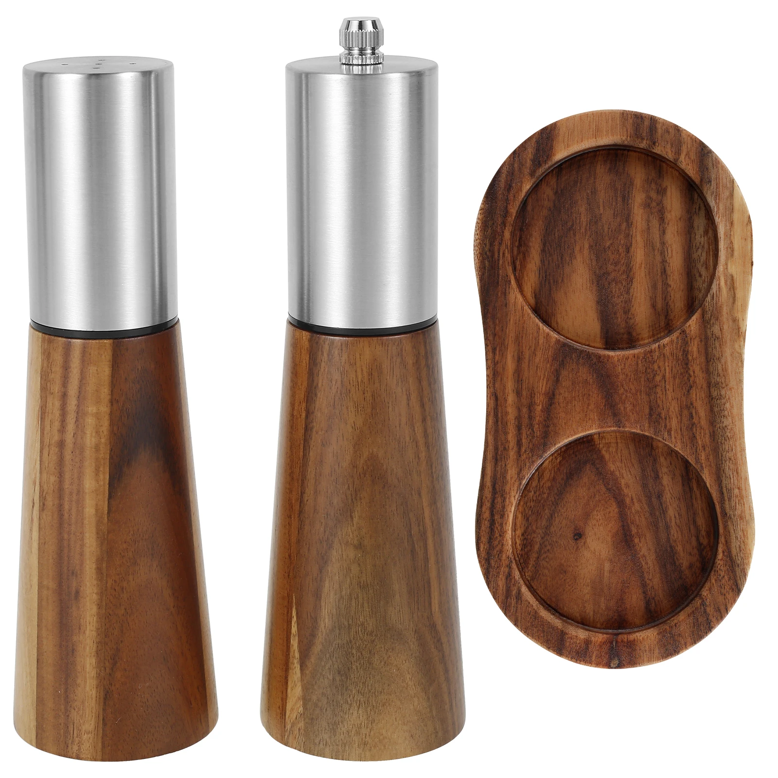 Salt Shaker and Pepper Grinder Acacia Wood Salt and Pepper Grinder Set Refillable Salt Shaker and Pepper Mill Set for Salt Spice