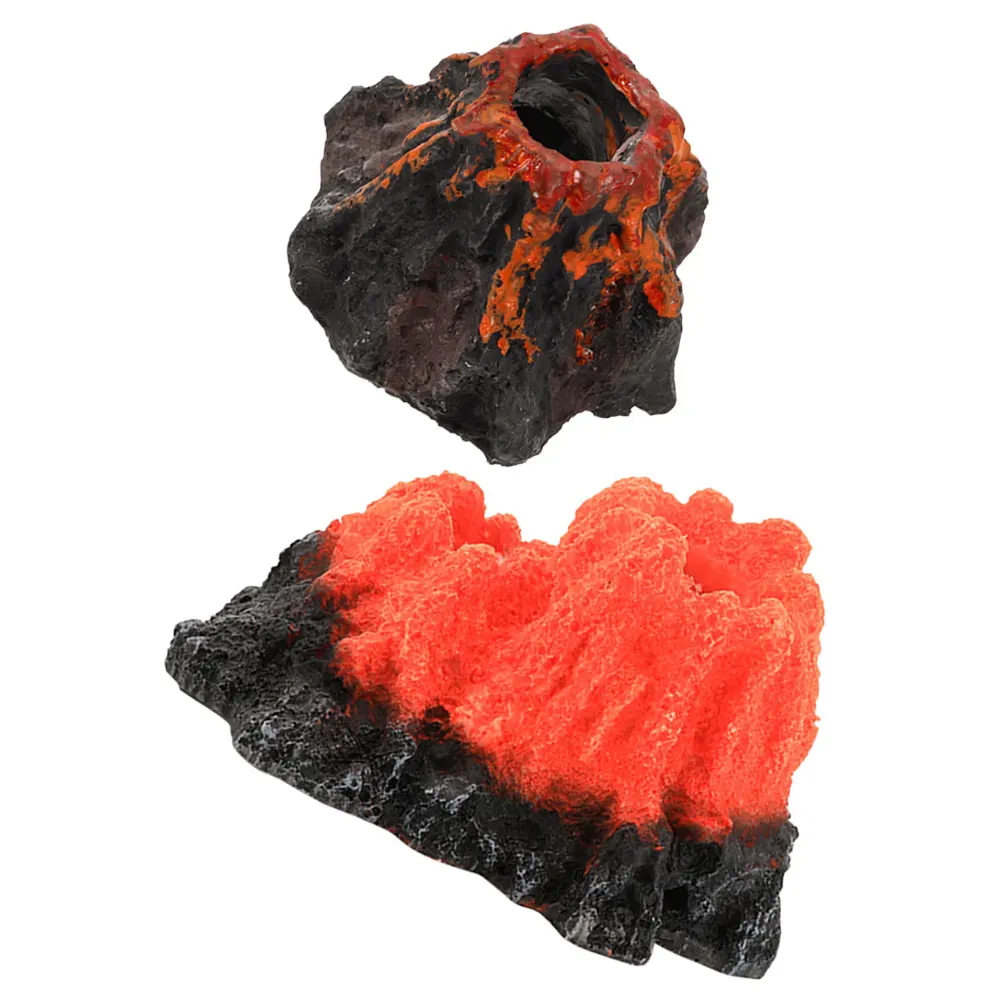 

2Pcs Volcano Decor Resin Realistic Lifelike Aquarium Ornament Small Compact Design Stable Base for Fish Tank Decoration Home