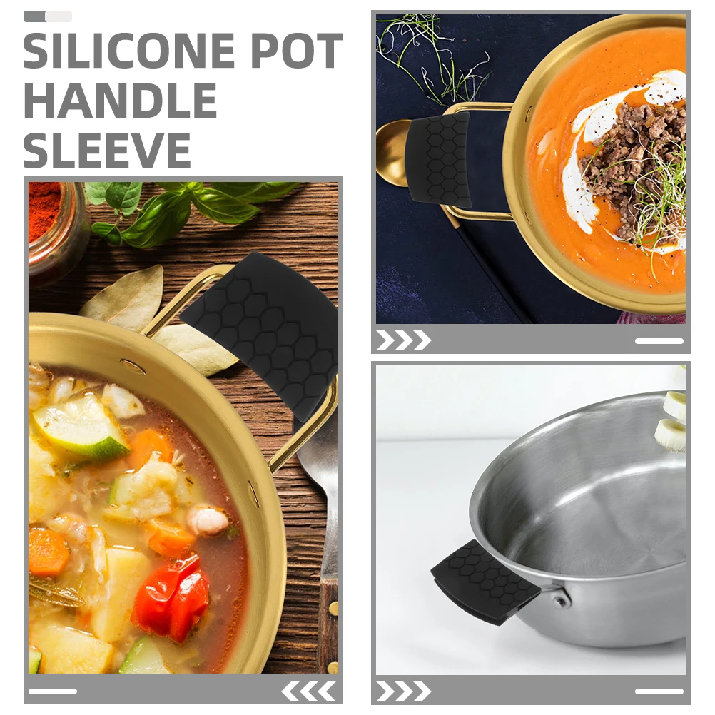 

Pan Handle Sleeve Pot Grips Cast Iron Silicone Holders Anti-scald Cover Grippers