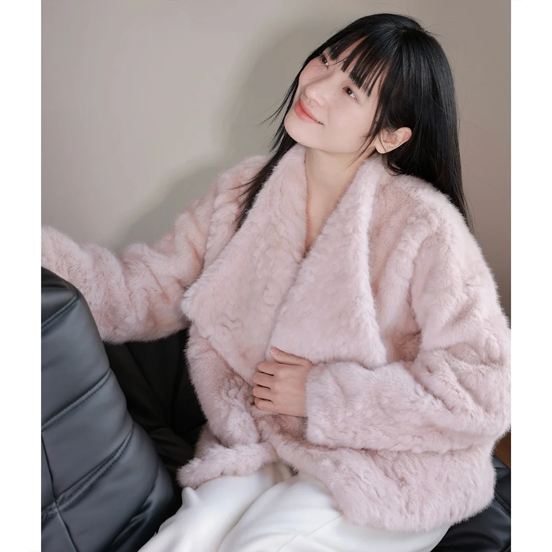 

Женское утепленное короткое пальто FLOREATELIER из искусственного кроличьего меха, теплое зимнее, модное, универсальное, в стиле Lazy, высококачественная кожа