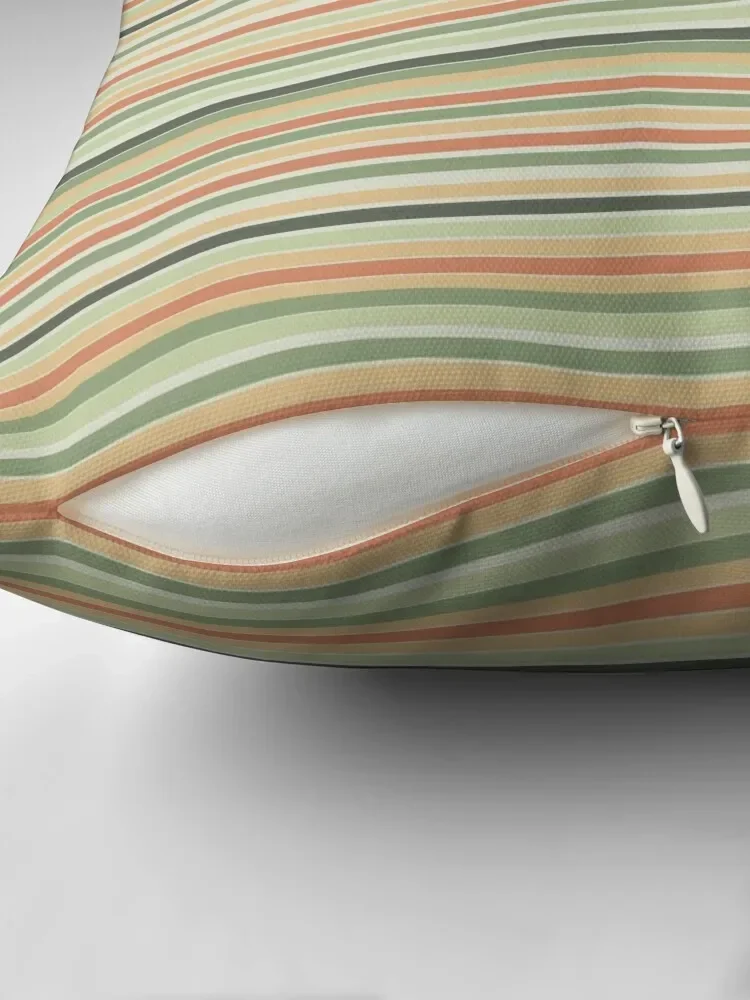 Fine Stripes Soothing Pastel Pattern in Sage Green and Coral Clay Throw Pillow Ornamental Pillow Decorative pillow case