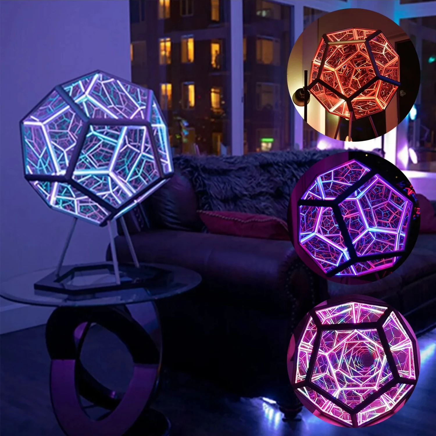 

Dodecahedron Color Art Light USB Exquisite Cool Infinite Color Art Lamp Interior Backdrop Light Decoration Christmas