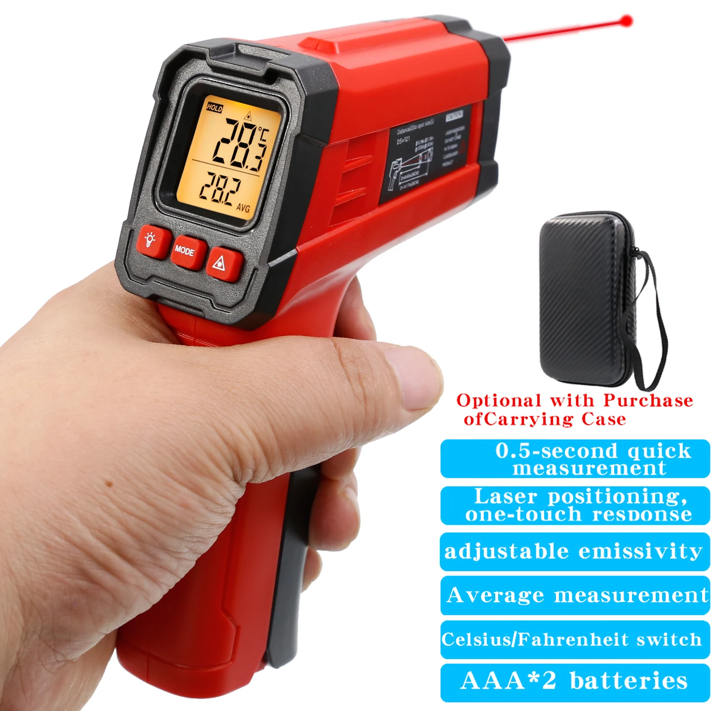 Infrared Thermometer Gun, Industrial Baking Thermometer, Oil Temperature Gun, BBQ and Meat Cooking Temperature Measurement