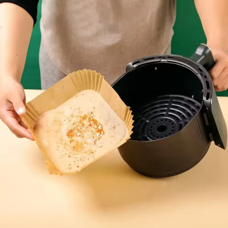 

100pc Air Fryer Disposable Paper Liner for Air Fryer Silicone Oil Paper Absorbing Special Paper Pad for Food Plate