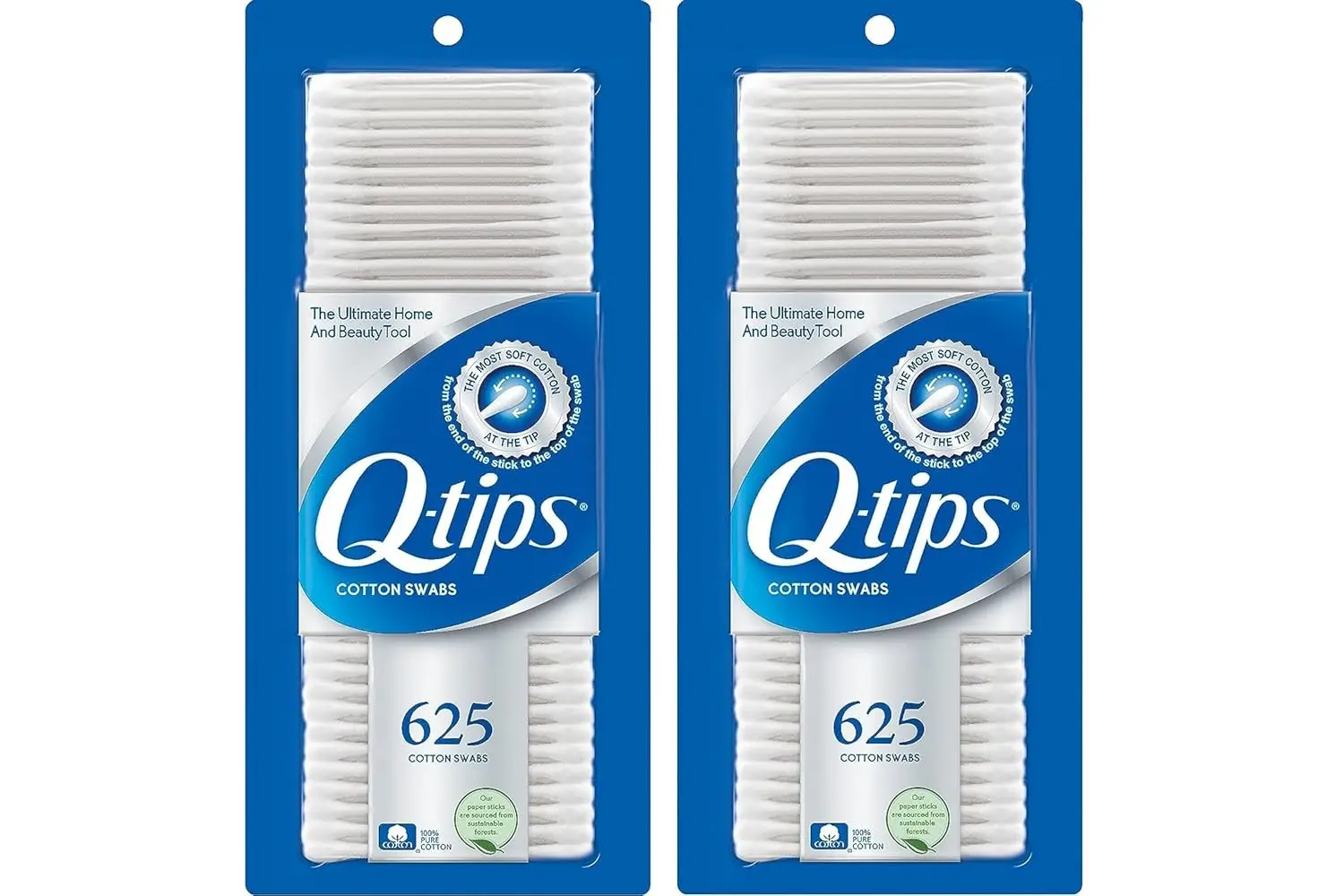 

100% Cotton Swabs 625 Count (Pack of 2) - Hygiene, Beauty & Cleaning