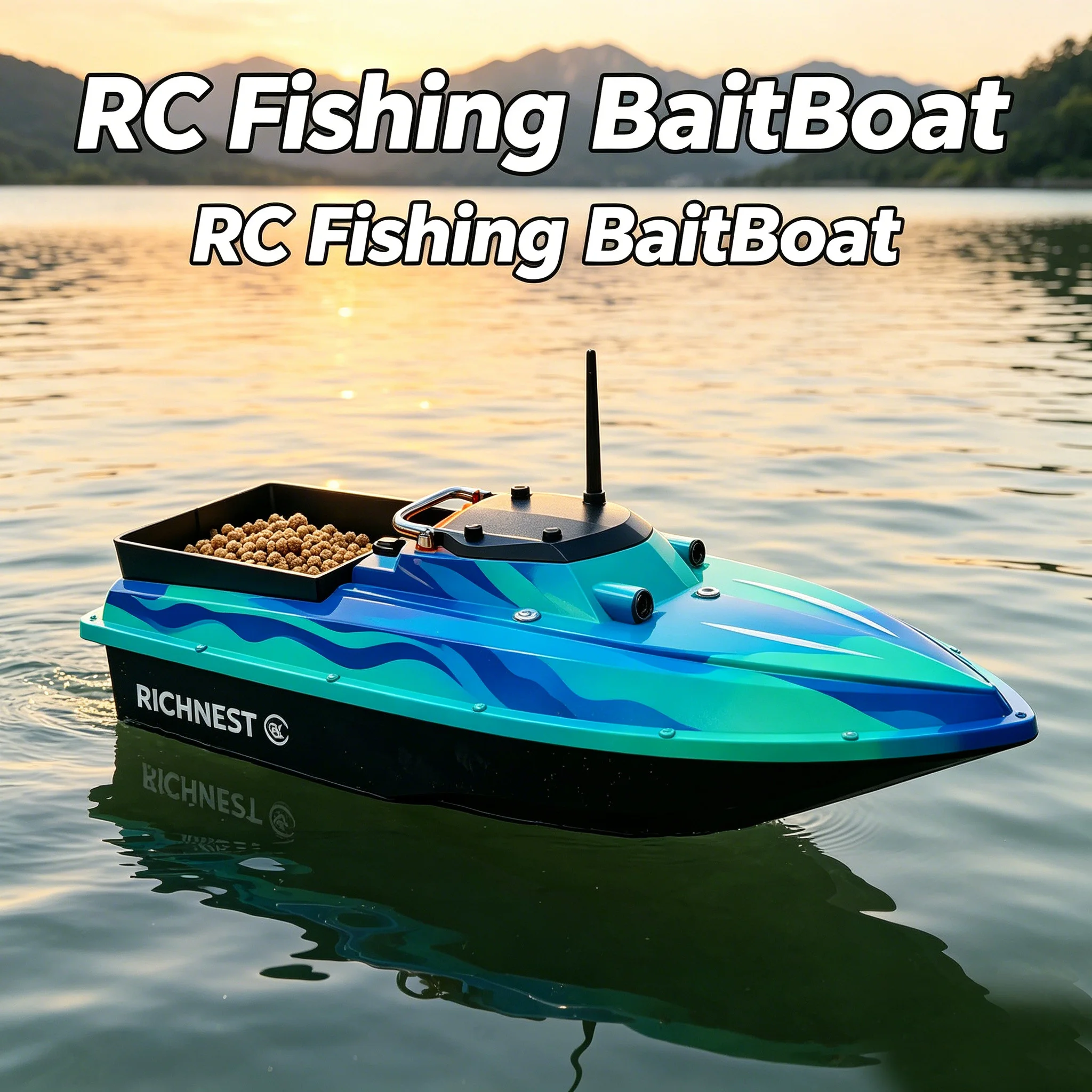 STLF Wireless RC Bait Boat 500M Long Distance Control Auto Return Low Battery Alert 3KG Load Night Light
