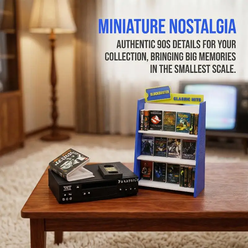 1 Pacote de Miniatura de Rack de Vídeo Cassete Vintage para Casa de Bonecas 1/12, Réplica de Adorno de Cena da Vida, Suprimentos para Brinquedos de Bonecas