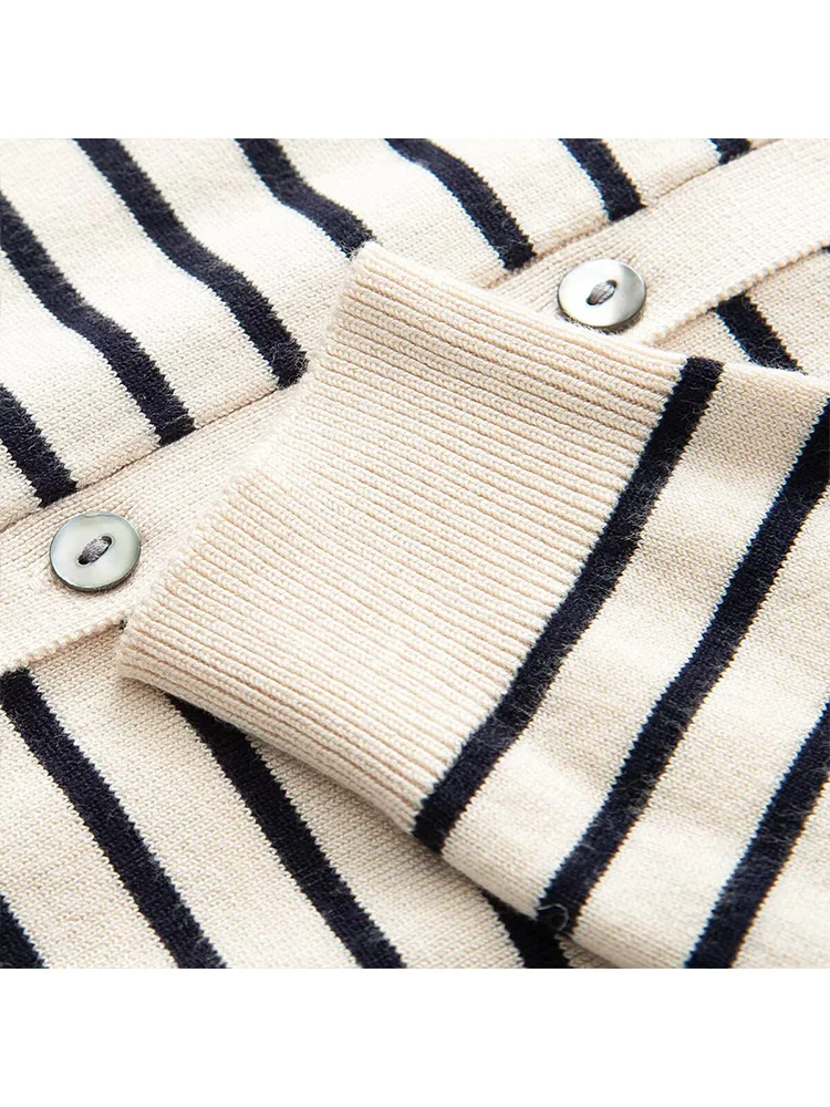HH レディース エレガント ニット 2ピーススーツ Oネック 半袖トップス+ストライプ柄 シングルブレスト 長袖 冬用カーディガン セーターコート