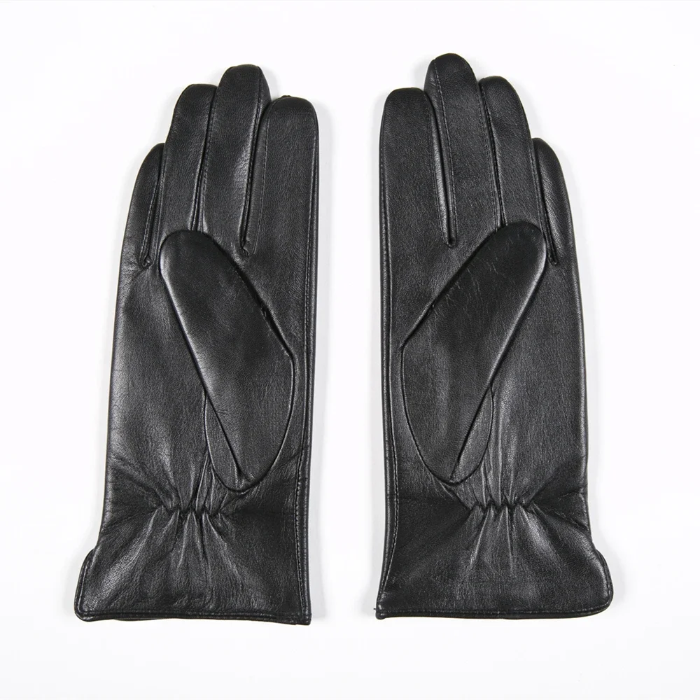 GOURS Winter Real Leather Gloves Women Black Genuine Goatskin Gloves Fashion Fleece Lining Warm Soft Driving Fashion New GSL031