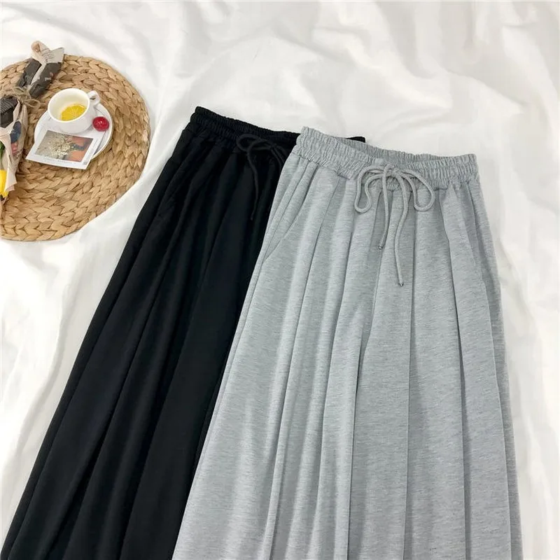 

Women Sleep Bottoms Solid Pants Lace Up Leisure Simple Sleepwear Adjustable Bundle Streetwear All-match Soft Ulzzang Trousers BF