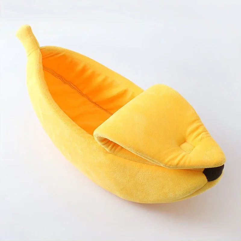 Warmes, bananenförmiges Hunde- und Katzenbett, gemütlicher Korb, Kissen für Welpen, Kätzchen, Zwinger, tragbare Haustier-Schlafmatte, Bett, Katzenbedarf – Detail 10