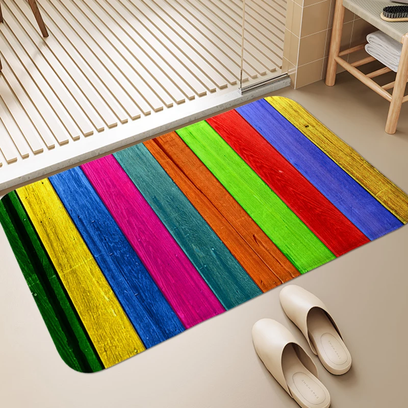 Wood Grain Carpet for Bedroom Funny Doormat Entrance Door Living Room Bathroom Rugs Kitchen Accessories Hallway Toilet Foot Mat