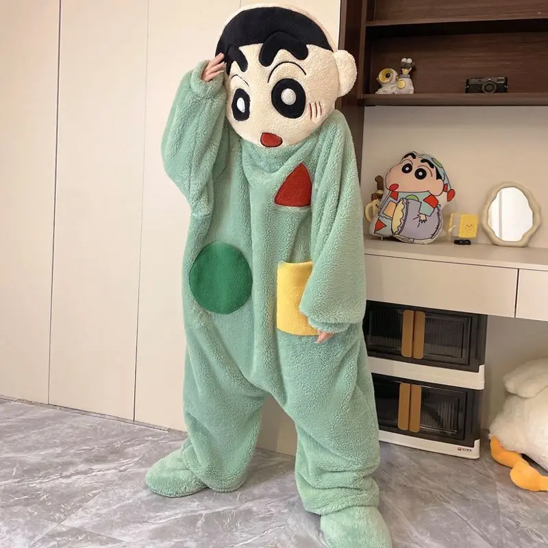 Conan Edogawa Winter Jimmy Kudo New Hooded Couple Nightgown New Comfortable Easy Coral Fleece Pajamas Jumpsuit Without Slippers