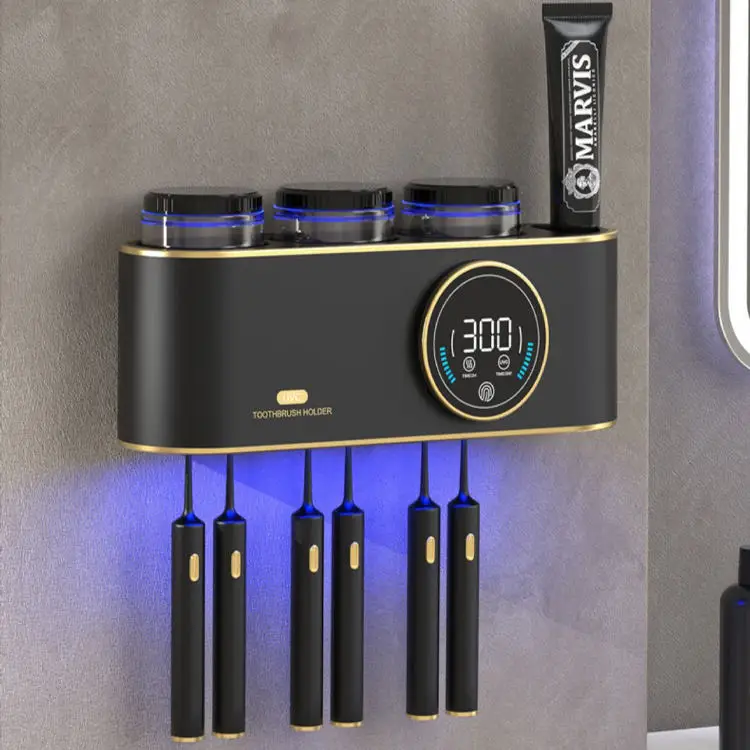 

Многофункциональный настенный умный держатель для электрической зубной щетки для ванной комнаты, стерилизатор, функция дезинфектора, дозатор зубной пасты
