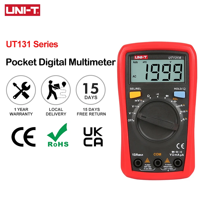 UNI-T Digital Multimeter Tester UT131 Series AC DC Voltmeter Ammeter 2000 Counts Palm Size Multimetro Resistance Diode Test