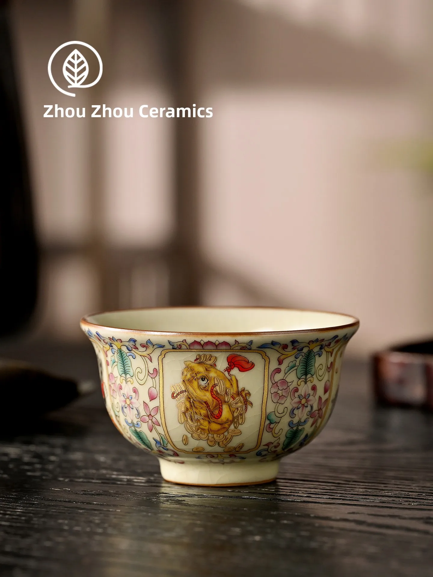 

Retro Chinese Style Ceramic Tea Cup Personal Specialty Handmade Glazed on Top of the Cup for Office Home Gift Eight Direction...