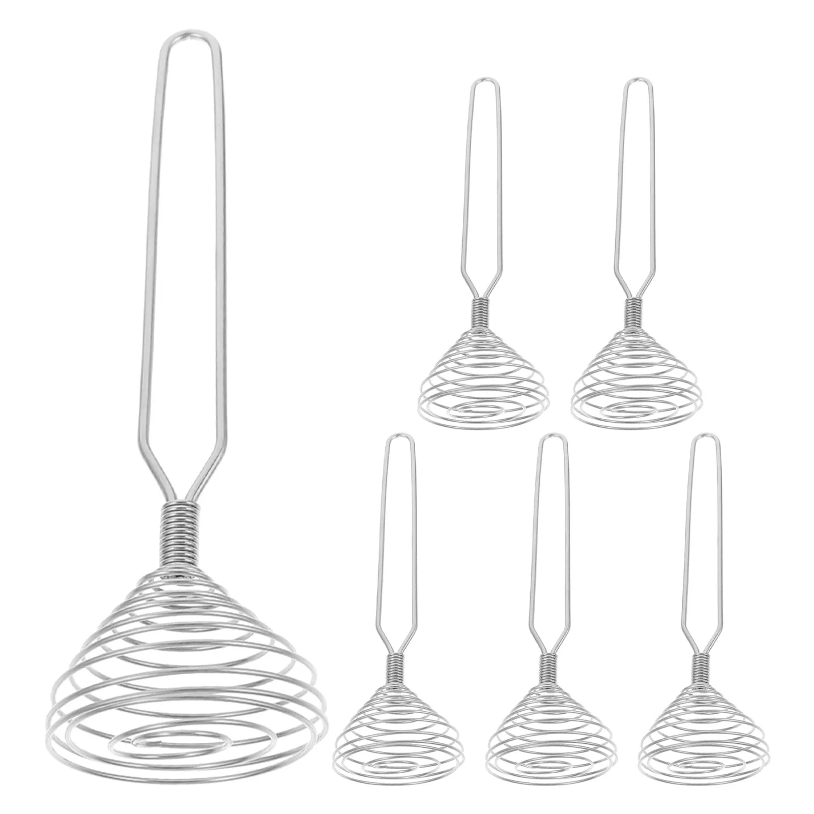 

6Pcs Handheld Manual Egg Beater Stainless Steel Spring Coil Whisk Mixer Tool for Baking Cooking Coffee Milk Frothing Use