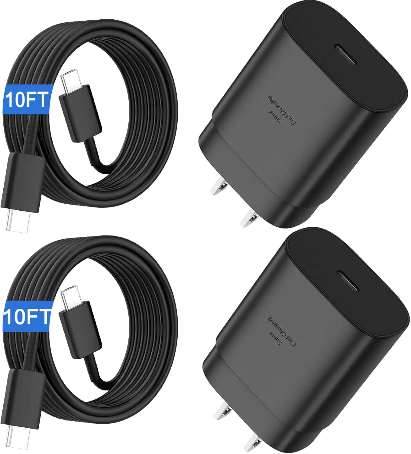 

25W USB C Fast Charger for Samsung S26, 10Ft Cable, 2 Pack