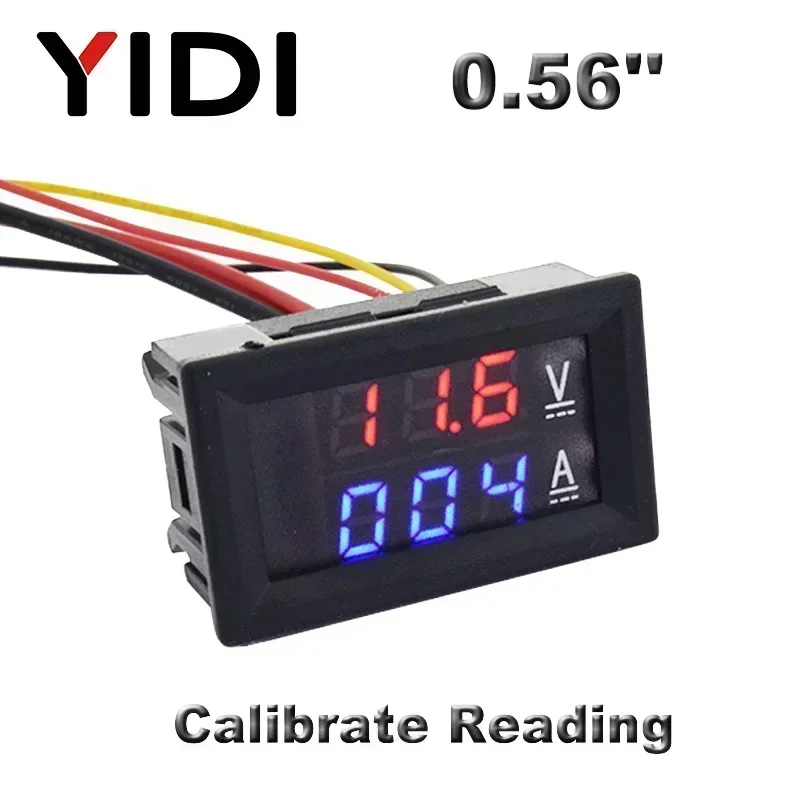0.56 ''woltomierz cyfrowy amperomierz DC 0-100V AC60-500V 1A 10A 50A 100A czerwony niebieski wyświetlacz LED mierniki napięcia prądu Tester detektor