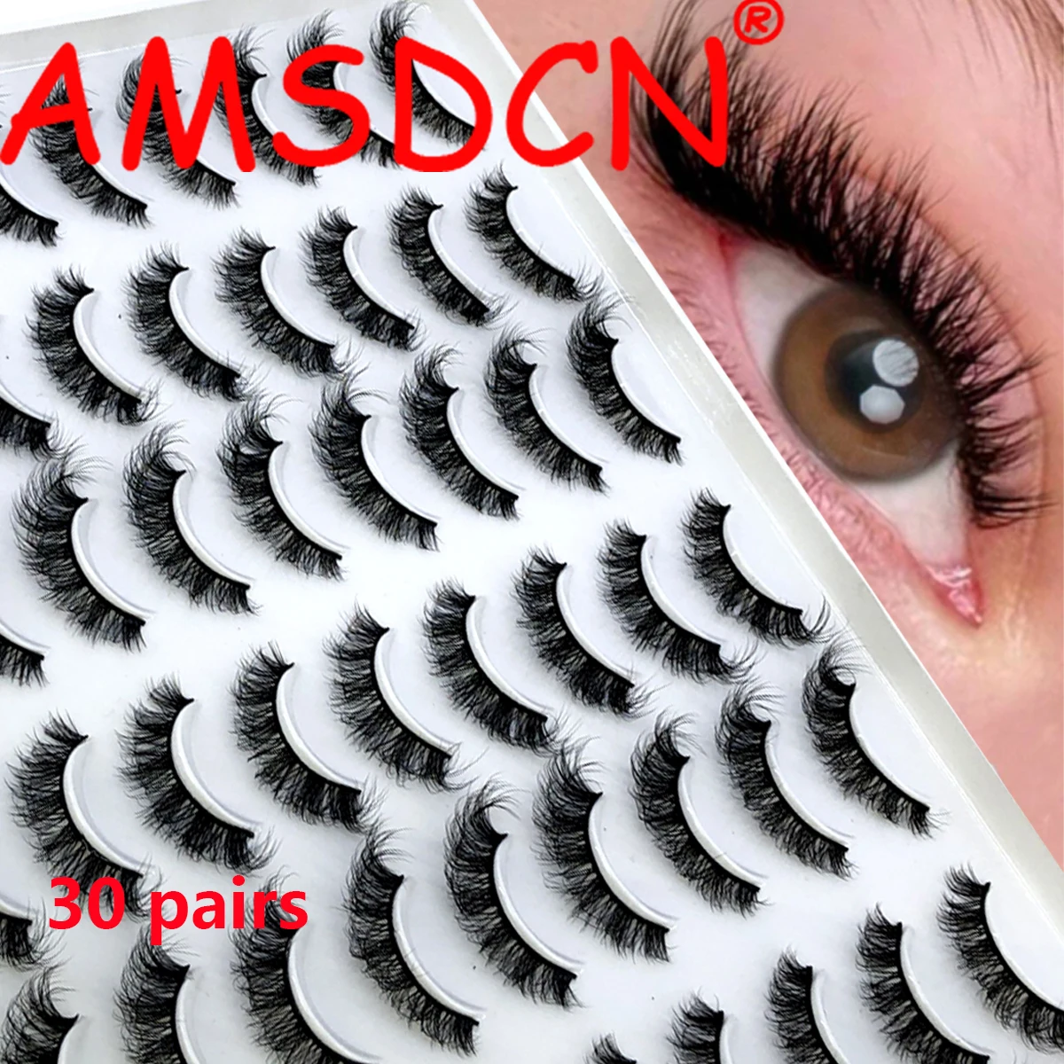 AMSDCN 30 Pairs Natural False Eyelashes fluffy Fake Lashes Long Makeup 3d Mink Lashes Extension Eyelash Soft Mink Eyelashes for